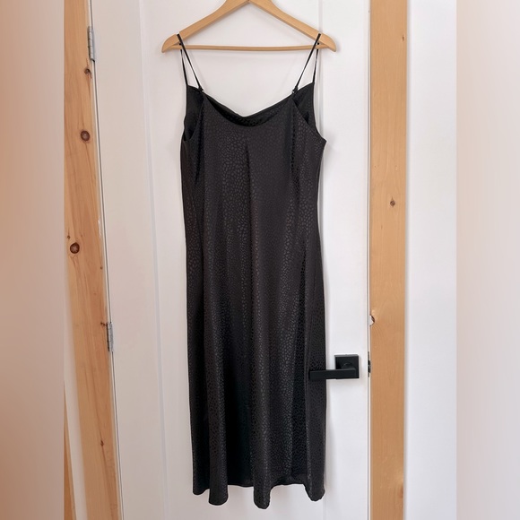 Emma & Michelle, black satin slip dress with animal print design, size M - Picture 2 of 4